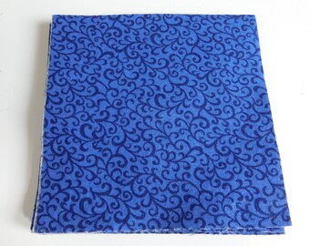 24 Navy Scroll Blocks, 4 1/2 Inch Square, 100% Cotton