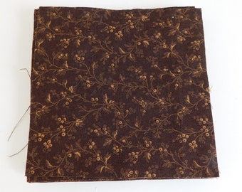 27 Brown Vine Blocks, 4 1/2 Inch Square, 100% Cotton