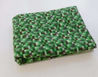 1/2 Yard, Green Flannel Fabric, Minecraft Fabric, Creeper Flannel