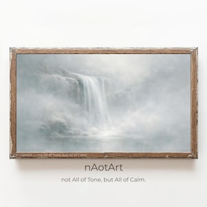 De zijdecascade | Etherische mistige waterval | Tonalisme Natuur Downloaden | Samsung-frame tv en afdrukbare muurkunst | 8K-master met hoge resolutie