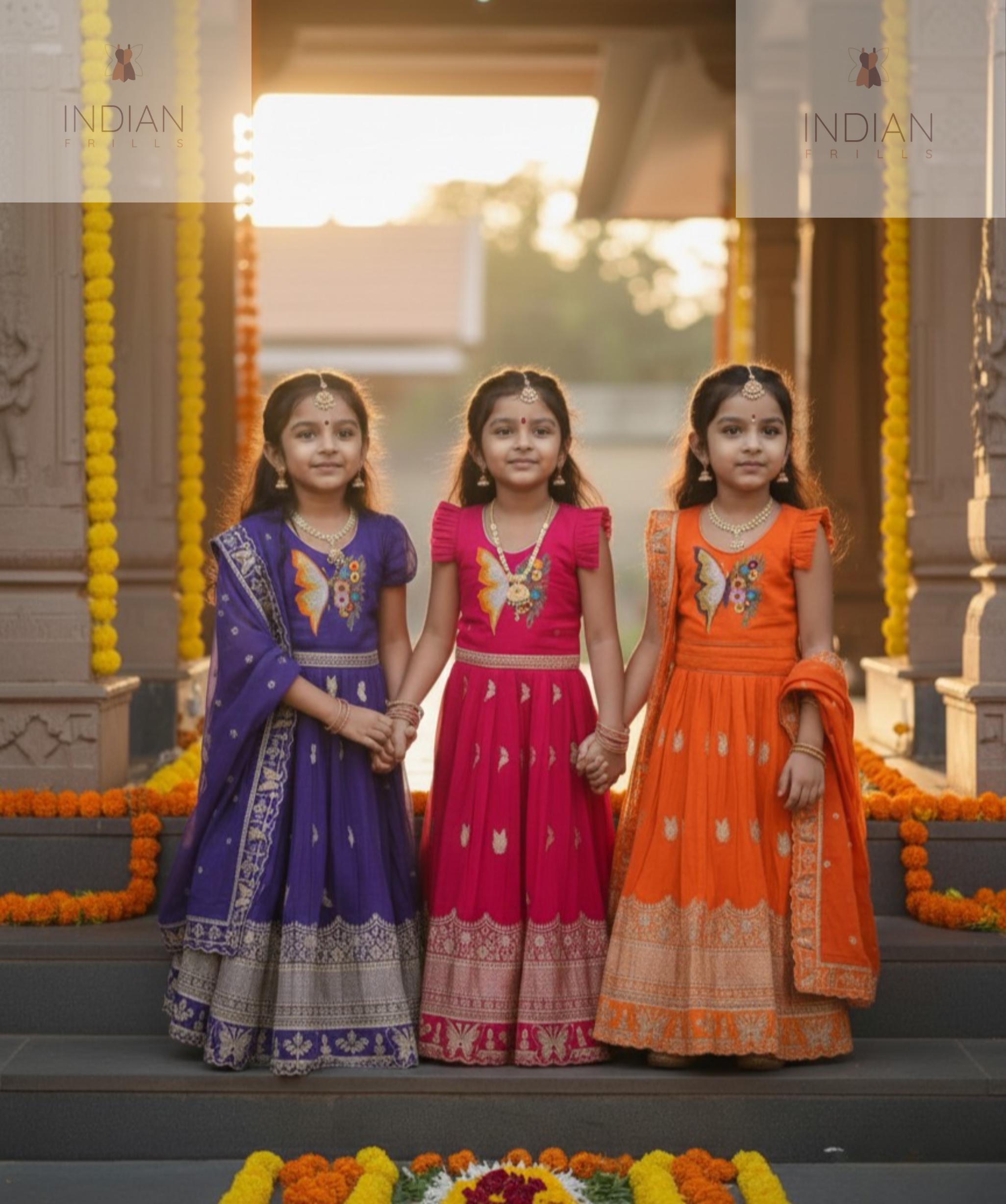 ROBE ANARKALI INDIENNE BLEU ROYAL POUR FILLE 4-6 ANS - ÉLÉGANTE, COLORÉE, PARFAITE POUR LES FÊTES