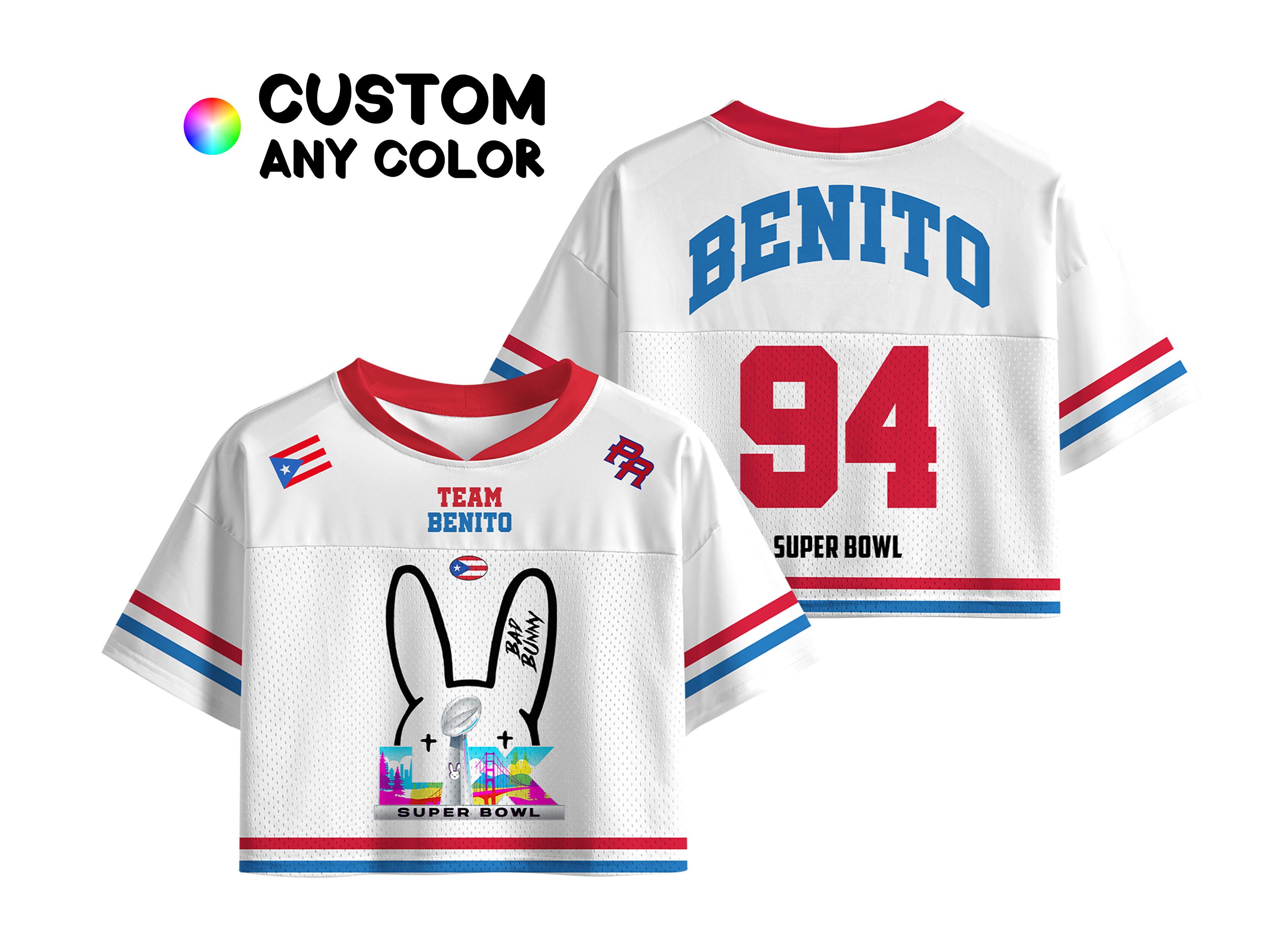 Bad Bunny Crop Top: Vivid Benito Mesh Baseball Jerseys