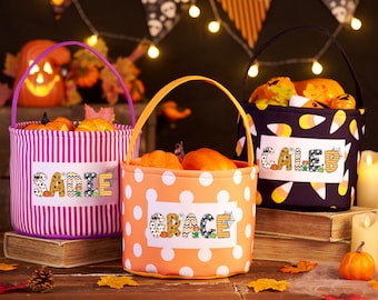 Personalized Halloween Candy Bag: Custom Canvas Trick or Treat Basket