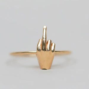Kleine sterlingzilveren middelvingerring, middelvinger F You-ring, grunge sieraden punkrock leuke ringen sierlijke ring gepersonaliseerde sieraden