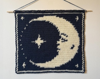 Moon Tapestry Crochet Pattern / Wall Hanging / Tarot Home Decoration [PDF Download]