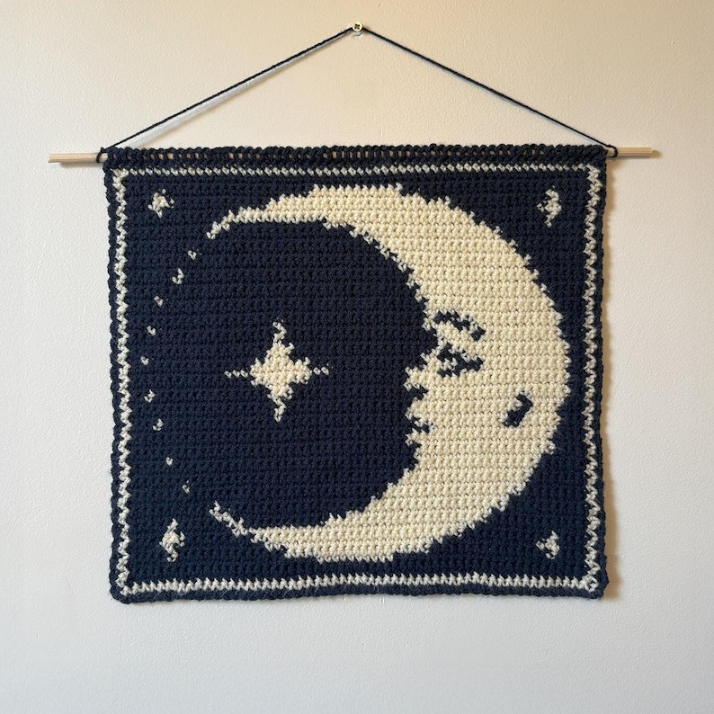 Moon Tapestry Crochet Pattern / Wall Hanging / Tarot Home Decoration [PDF Download] image 1