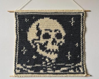 Skeleton Skull Tapestry Crochet Pattern / Tarot Wall Hanging / Home Decoration [PDF Download]