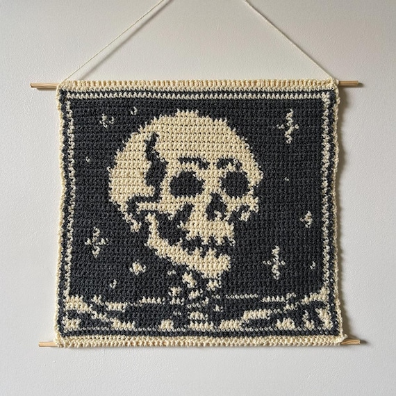 Skeleton Skull Tapestry Crochet Pattern / Tarot Wall Hanging