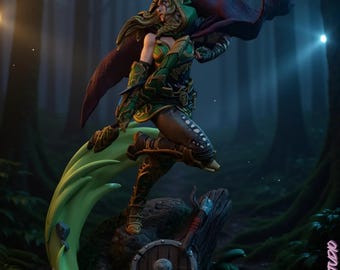 Alleria Windrunner 2025 - Warcraft-figuurstandbeeld | 3D-afdrukbare buste en figuur (75 mm/178 mm)