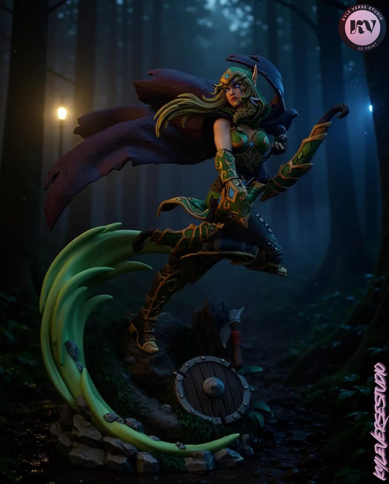 178 mm Alleria Windrunner 3D model with detachable parts for resin printing.