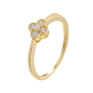 18k gold plated Clover Ring in Gold Vermeil,van clip Sterling Silver 925 Four Leaf Clover Band Ring,Perfect gift for Engagement ring for her