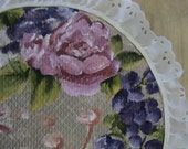 FREE Shipping! Handpainted Acrylic Flower Fabric Wall Hanging with Lace Trim