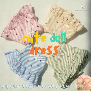 Handmade Labubu Outfit - Sweet Cherry Patterned Skirt with Bowknot, 4 Color Choices