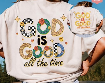 Christlicher PNG, Gott ist gut: Bibelvers, Leopard kariertes Design (Digitaler Download)
