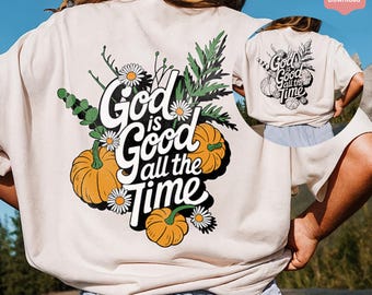 Christian Fall Floral PNG: God Is Good Bible Verse with Pumpkin bouquet (Digital Download)