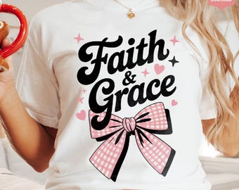 Faith & Grace PNG: Pink Gingham Bow, Christian Coquette (Digital Download)
