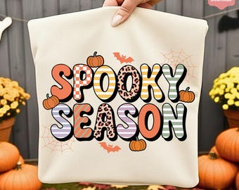 Retro Halloween PNG: Spooky Season, Leopard Checkered Pumpkin Spiderweb Clipart, Girly Halloween (Digital Download)