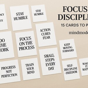 15 Cartes Motivation Discipline à Imprimer – Citations Minimalistes Mindmode – Téléchargement Numérique