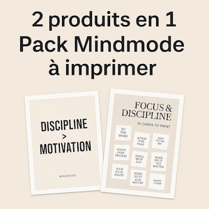 Pack Mindmode : Affiches + Cartes à Imprimer – Discipline & Motivation Minimaliste