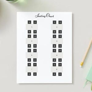 Wedding Seating Chart includes eight rectangle tables with four chairs at each table! Plan your wedding reception seating today!