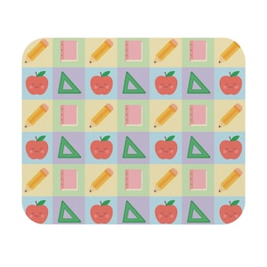 Colorful School-Themed Mouse Pad, Cute Desk Accessories for Teachers, Office, Students, Back to School Gift, Fun Gaming Mat
