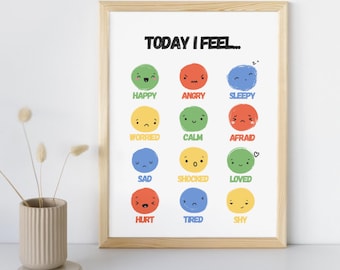 Kids Emotions Chart Poster | SEL Classroom Decor (Digitaler Download)