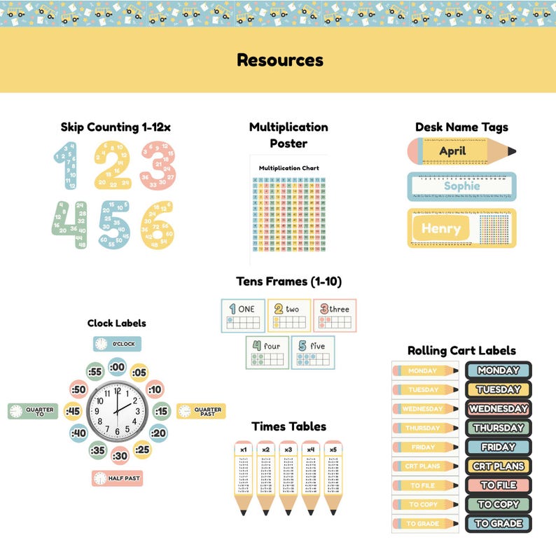 Retro Pastel Classroom Decor Bundle | Editable Canva, PDF Resources - Etsy