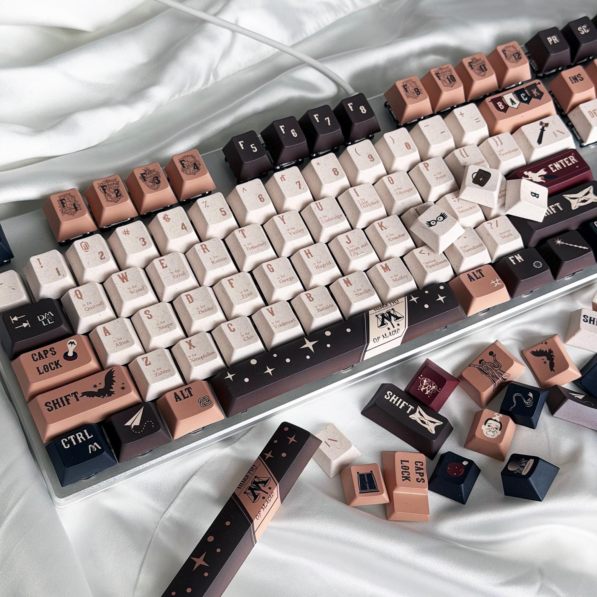 Magic Tribe Anime Keycap Set 135 Keys |PBT Dye Sublimation | Brown Grey Aesthetic | Handmade ...