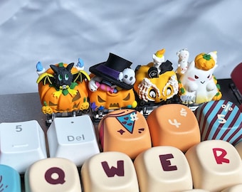 Handmade 3D Pumpkin Artisan Keycap | Halloween Keycap | Cute Kawaii Resin Keycap | Mechanical Keyboard Keycap- Gamer Gift Desk Setup