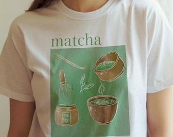 Matcha T-Shirt, Matcha Tee, Unisex Cotton Tee, Aesthetic Gift, Matcha Lovers, Cute Gifts, Comfortable Cotton Tee