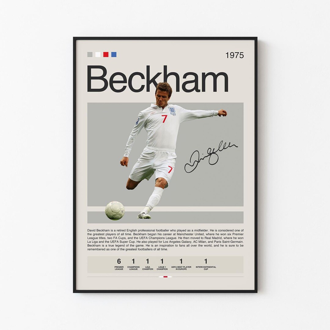 David Beckham Poster Unframed, Football Icon Wall Art, Legendary Soccer ...