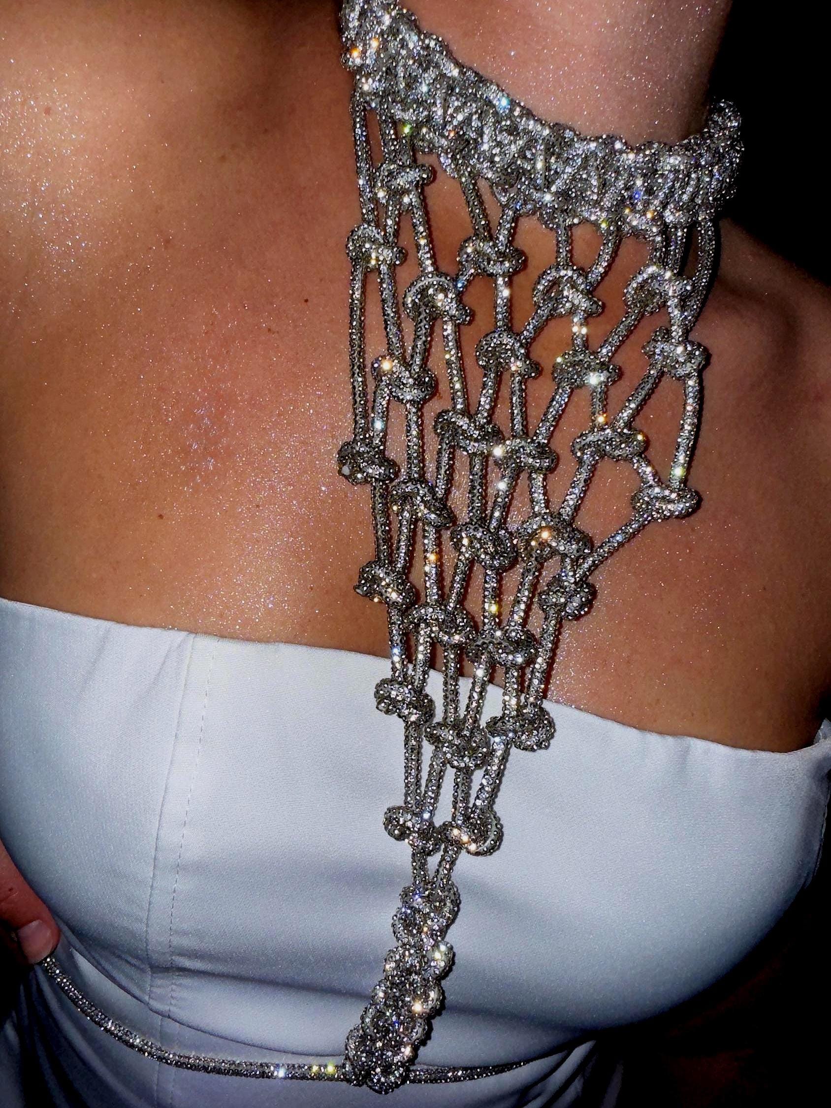 Rhinestone Body Chain Necklace - Etsy