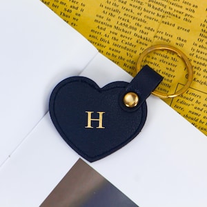 Heart-Shaped Leather Keychain · Handmade with Gold/Silver Foil Embossing · Custom Gift for Him or Her · Mother’s Day Keepsake