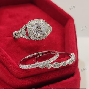 2.0ct Round cut Diamond Wedding ring set in 925 sterling silver,Bridal ring set,Antique engagement ring,Rings For Women,Ring set,gifts,rings