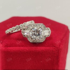 2.10ct white Round cut Diamond Wedding ring set in 925 sterling silver, gift for her, Antique engagement ring, Vintage Engagement ring,gifts