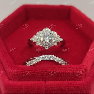 2.10ct white Round cut Diamond Wedding ring set in 925 sterling silver, gift for her, Antique engagement ring, Vintage Engagement ring,gifts