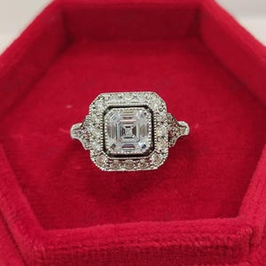 1930s vintage 2.20Ct white Asscher diamond engagement wedding ring in 925 sterling silver/antique engagement ring/gift for her/Art deco ring