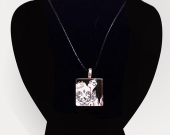 Vintage Matte Crystal Clear Acrylic Cut Out Pendant Charm 2 chr052B