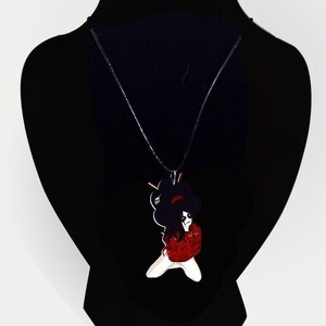 Kichigai (Crazy) - Acrylic cut out pendant - Japanese Contemporary Geisha Jewelry