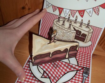 Slice of Cake pop up birthday card