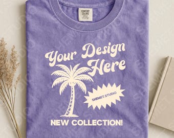 Violet Comfort  Colors  1717 Adult Heavyweight  RS T‑Shirt Mockup • Garment-Dyed Tee Mockups, C1717 Mockup for Canva & Photoshop