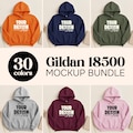 30X Gildan 18500 Flat Lay Mockup Bundle, Hoodie Sweatshirt Mockups, Hooded Sweater Flatlay, Simple G185 Mock-Up, White Background Mock