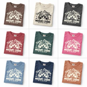 32X Comfort Colors 1717 T-Shirt Mockup Bundle | White Background Shirt Flat Lay | Garment-Dyed Tee Mockups | C1717 Mockup Set PSD JPG