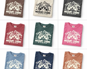 32X Comfort Colors 1717 T-shirt Mockup Bundel | Shirt met witte achtergrond plat gelegd | Kledinggeverfde T-shirtmodellen | C1717 mock-upset PSD JPG
