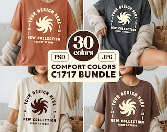 30X Comfort Colors C1717 Tshirt Mockup Bundle | CC 1717 T-Shirt Mock-up Bundle | Lifestyle Mockups on Model | CC1717 Oversized Tee PSD JPEG