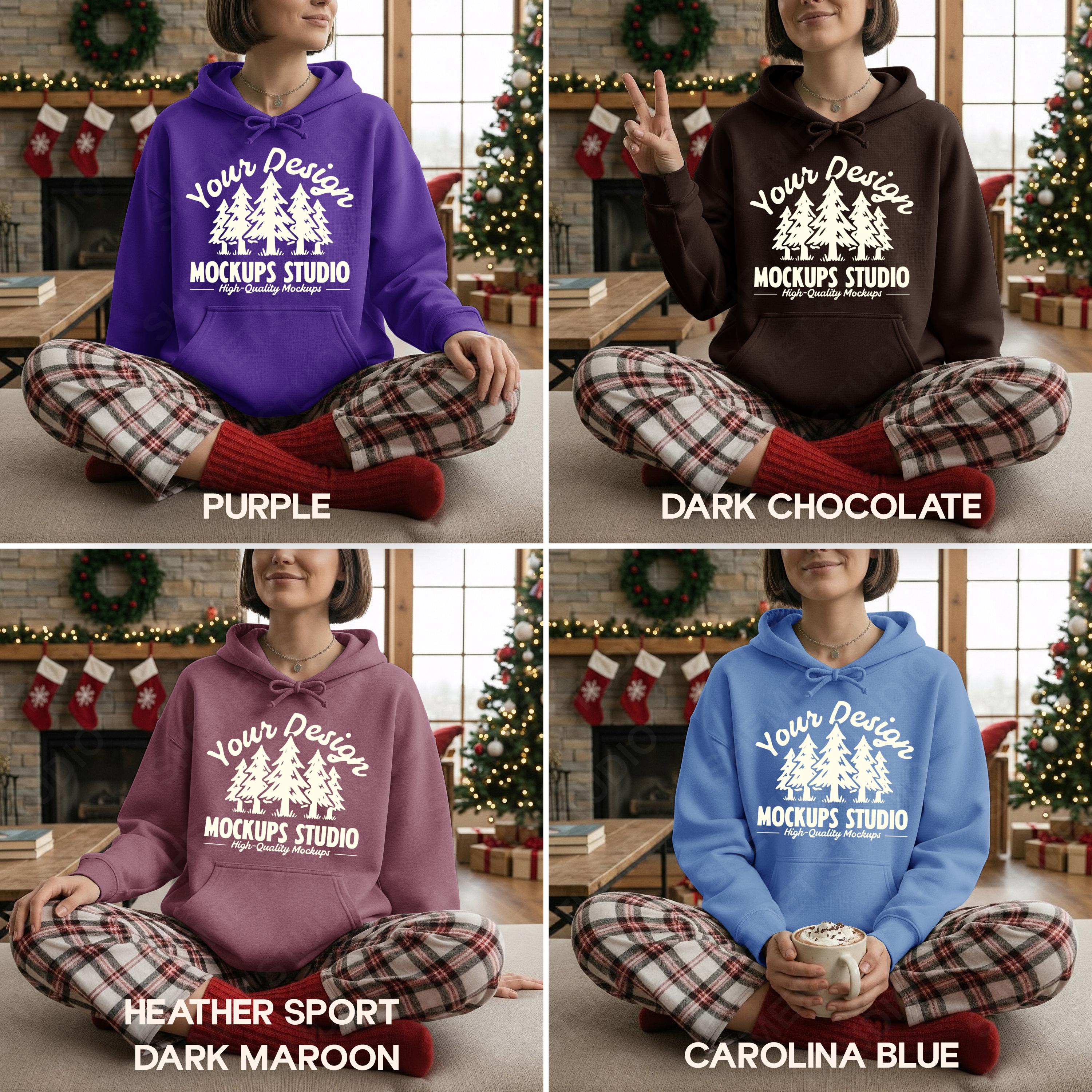 30X Gildan 18500 Christmas Hoodie Mockup Bundle | G185 Holiday