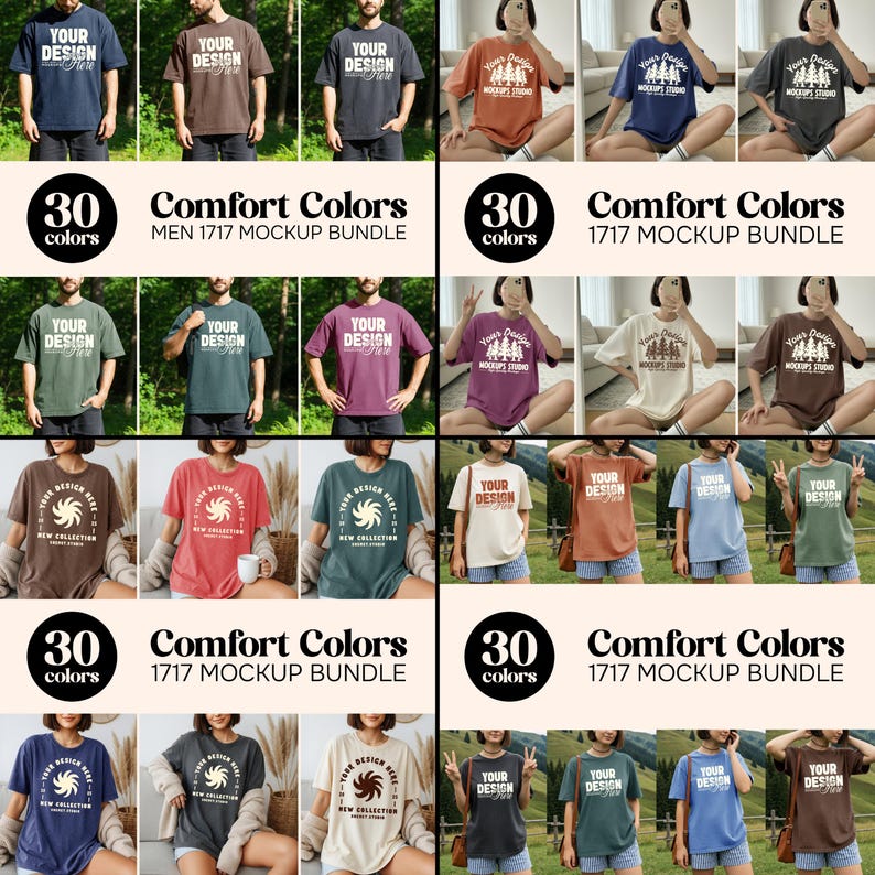 Comfort Colors C1717 Lifetime Access Mockup Bundle | T-Shirt Mockup Bundle | Comfort Colors Flat Lay Mock Up 1717 Mega Set | Front & Back image 5