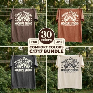 Comfort Colors C1717 T-Shirt Mockup Bundle | 30 Colors, Hanging Lifestyle PSD/JPG
