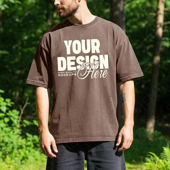 Espresso Men Comfort Colors 1717 T-shirt Mockup, Forest Picnic