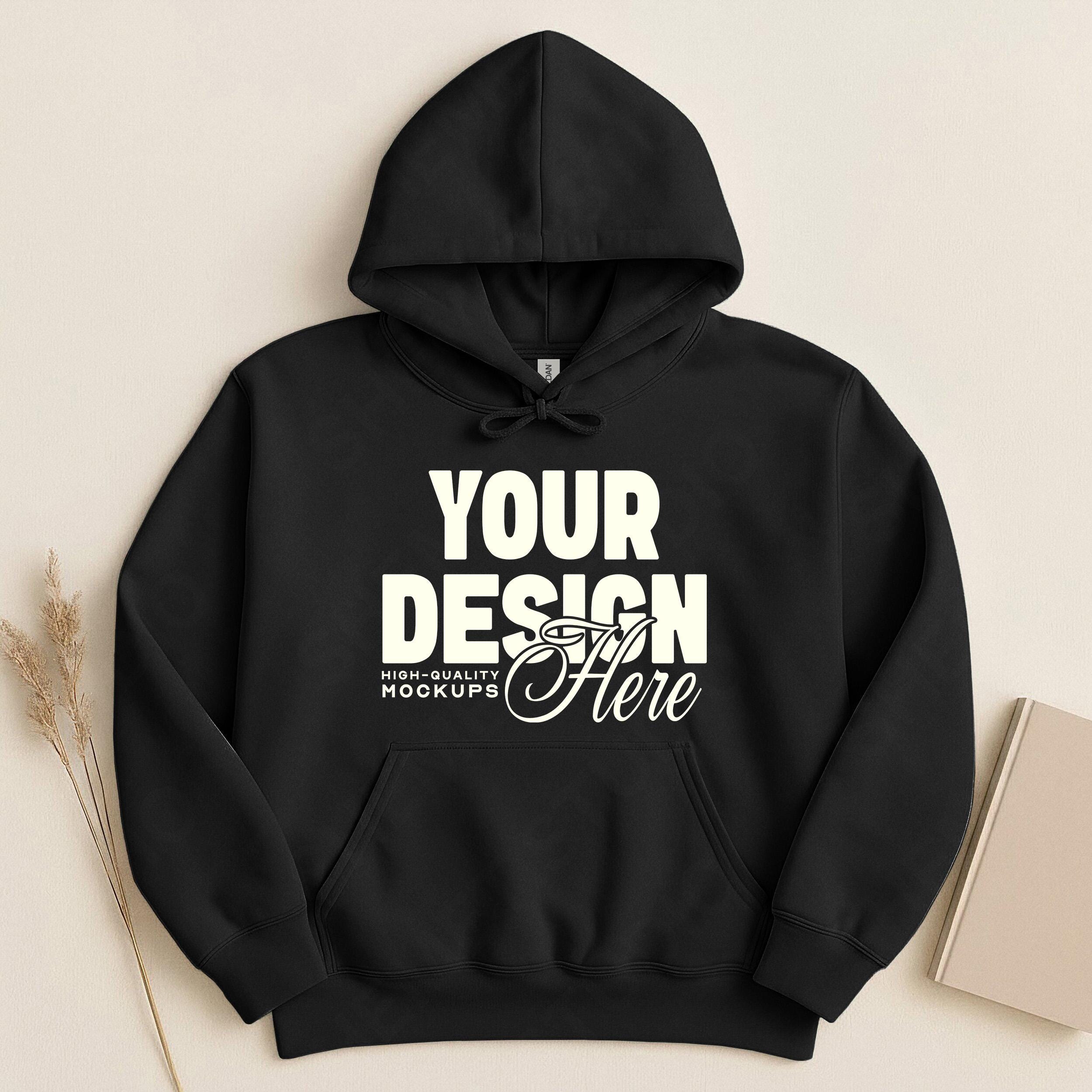 Black Gildan 18500 Flat Lay Mockup, Hoodie Sweatshirt Mockups